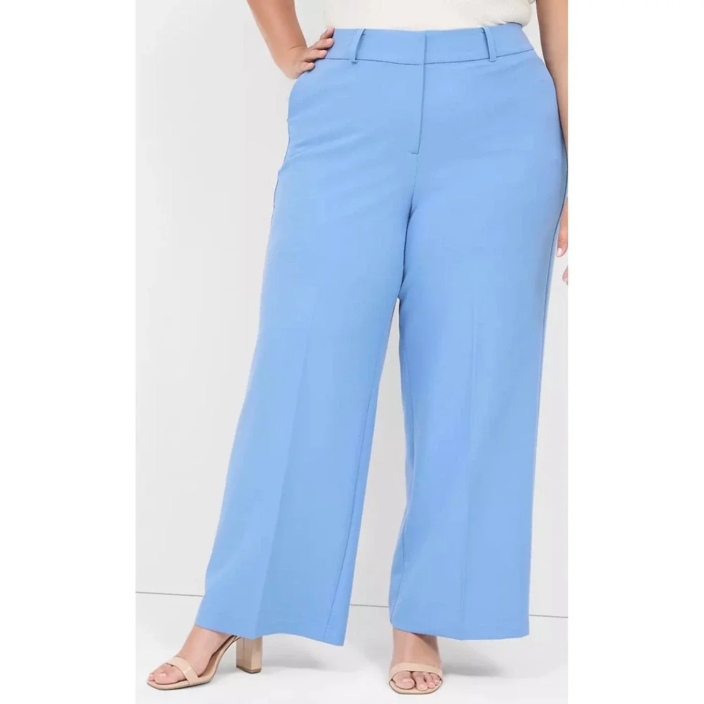 Lane Bryant Wide Leg Pants Periwinkle Blue Womens Size 22 Pet Petite Cropped